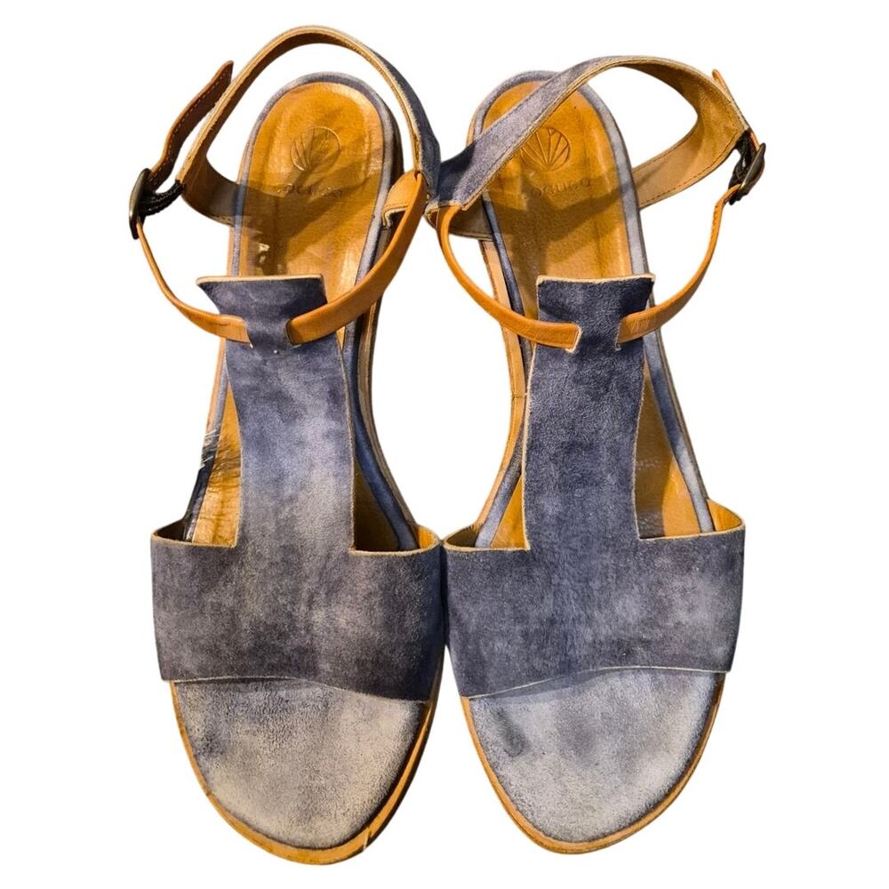 Coclico Toto City Two Tone Medium Blue Suede Heeled Sandals